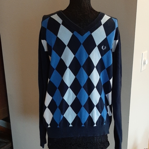 Fred Perry Argyle Crew Neck Sweater 